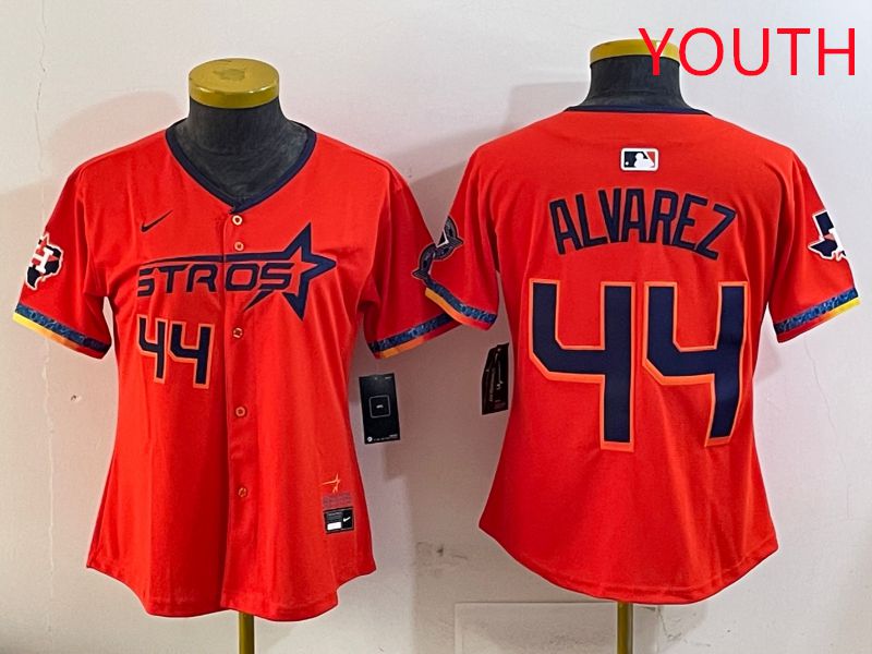 Youth Houston Astros #44 Alvarez Orange Fourth generation Joint Name Nike 2025 MLB Jersey style 4->youth mlb jersey->Youth Jersey
